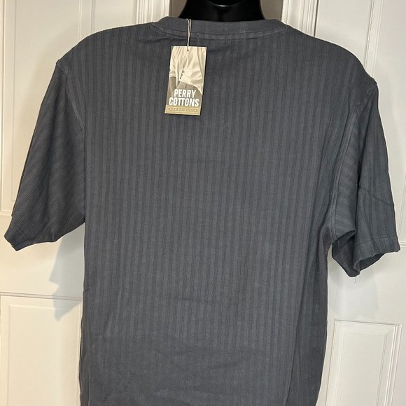 NWT Grey Perry Ellis Rib Knit V neck T - Picture 3 of 7